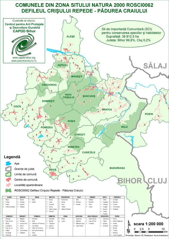 HARTA Sitului N2000 ROSCI0062 Defileul Crişului Repede - Pădurea Craiului